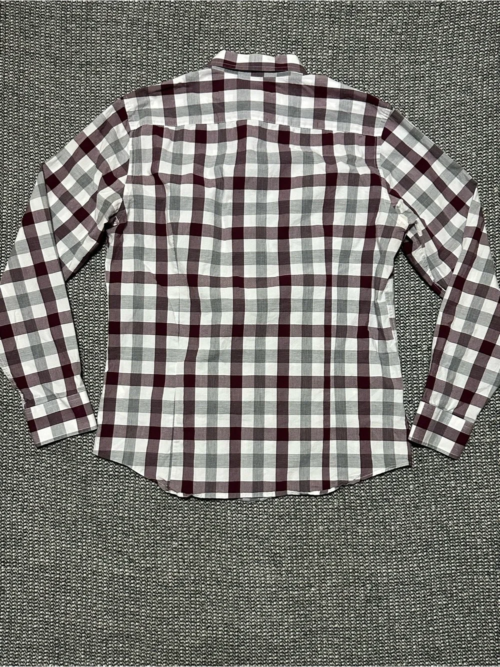 Banana Republic Burgundy & Gray Plaid Button-Down Shirt
